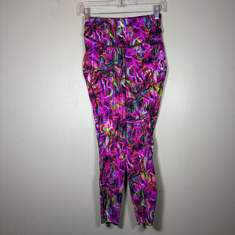Lululemon High Rise Leggings‎ Abstract Magenta Purple Swirl Print 24 Inseam